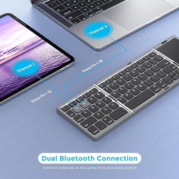 Складана бездротова Bluetooth-клавіатура Seenda для подорожей з сенсорною панеллю для ноутбука, ПК, смартфона, Windows, iOS, Android 0012 фото