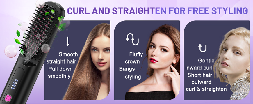 Беспроводная щетка-выпрямитель для волос Vutlace Numoya Go Brush Pro с аккумулятором и регулировкой температуры M4035 фото