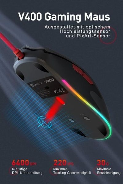 Игровая компьютерная мышь Langtu V400 оптическая, RGB регулируемый DPI 0039 фото