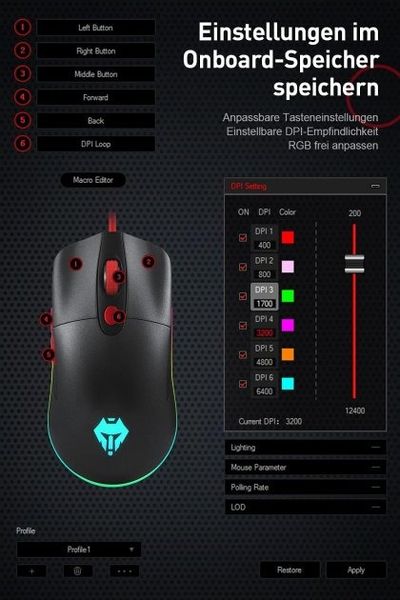 Ігрова комп'ютерна миша Langtu V400 оптична, RGB регульований DPI 0039 фото