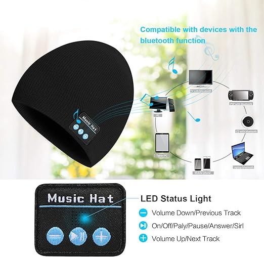 Комплект зимова шапка з Bluetooth навушниками і рукавиці для сенсорних екранів TAGVO 0124 фото