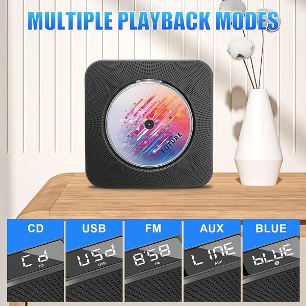 Портативний програвач CD радіо Fm Bluetooth USB/AUX пультом та вбудованими динаміками HoneTeek  T1197 фото