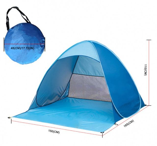 Палатка 2-местная 110х150х165 см автоматический пляжный тент от солнца для пикника и кемпинга 0970 фото