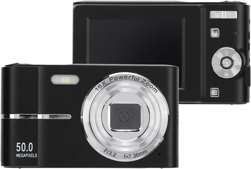 Цифровий фотоапарат Yunseity 50MP 1080P з автофокусом, 16X зумом та картою 32 ГБ (Black) T3338 фото