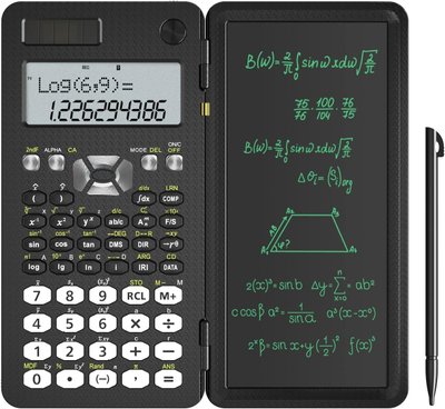 Складаний науковий калькулятор із письмовим планшетом 6,5-дюйма + стилус, чорний 1206 фото