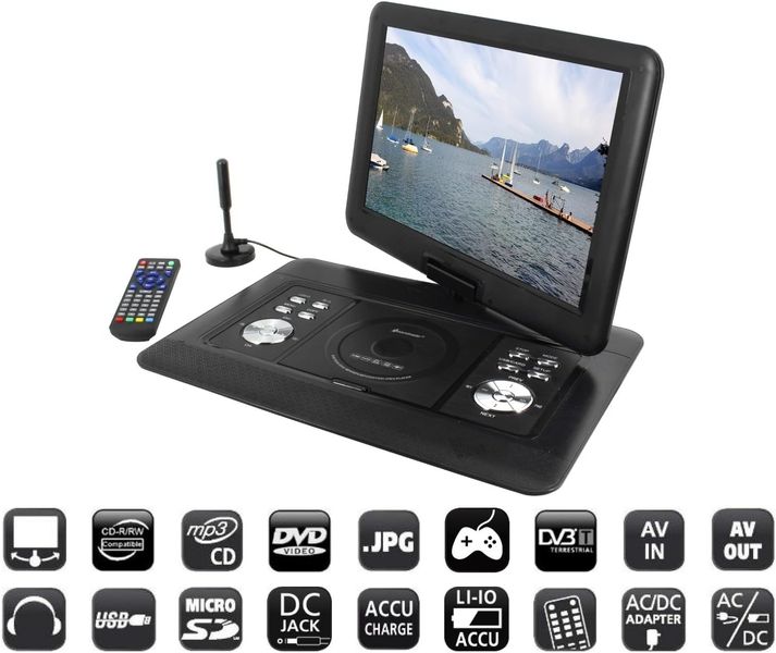Портативный DVD-плеер с 15,4" HD-дисплеем и DVB-T2 тюнером Soundmaster PDB1600SW, 300 встроенных игр m027 фото