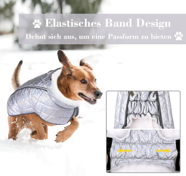 Зимова куртка для собак Inbathgic M з голографічним дизайном Rainbow Dog Jumper, срібна 0908 фото