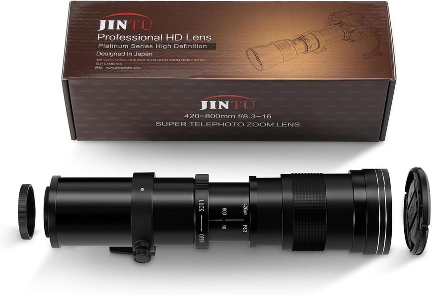 Телеоб'єктив JINTU 420-800mm f/8.3 з ручним збільшенням для дзеркальних фотоапаратів Nikon, чорний 0034-1 фото