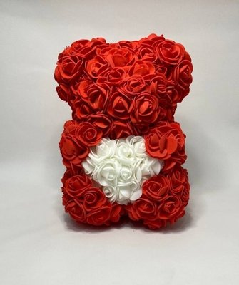 3D медведь из роз Teddy Rose 25 см в подарочном боксе красный 0950 фото