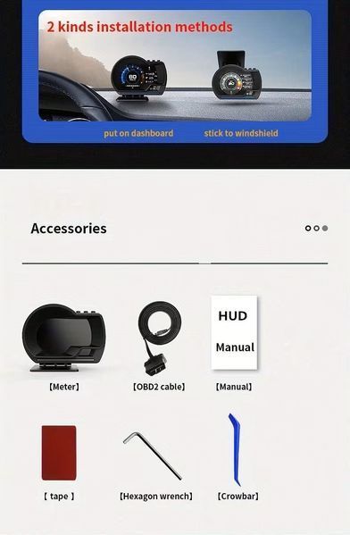 Автомобільний HUD дисплей OBD2 спідометр проєктор на лобове скло універсальний M3843 фото