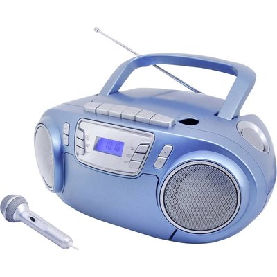 Радіо CD-програвач FM, USB, касета Soundmaster SCD5800BL з караоке-мікрофоном, блакитний m019-1 фото