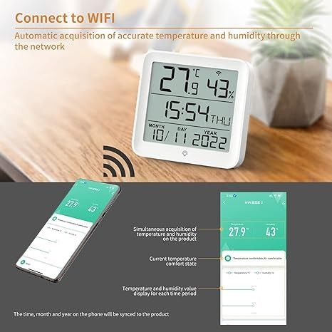 Термогигрометр WiFi с экраном 3.75" с приложением, совместимый с Alexa 0562 фото
