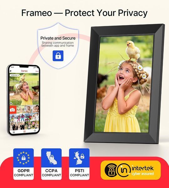 Цифровая фоторамка 10.1 дюйма с Wi-Fi, сенсорным IPS экраном и памятью 32 ГБ MT3989 фото
