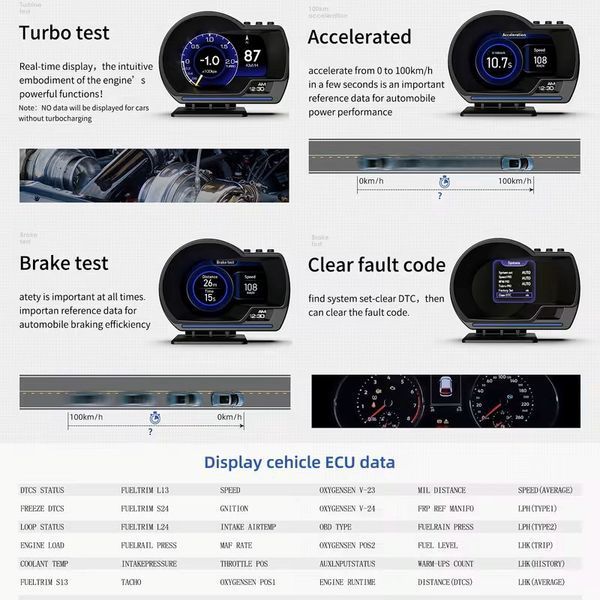 Автомобільний HUD дисплей OBD2 спідометр проєктор на лобове скло універсальний M3843 фото