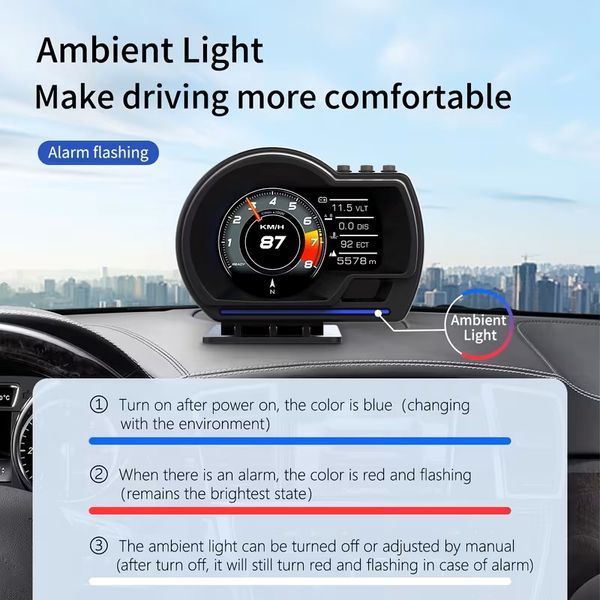 Автомобільний HUD дисплей OBD2 спідометр проєктор на лобове скло універсальний M3843 фото