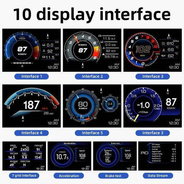 Автомобільний HUD дисплей OBD2 спідометр проєктор на лобове скло універсальний M3843 фото