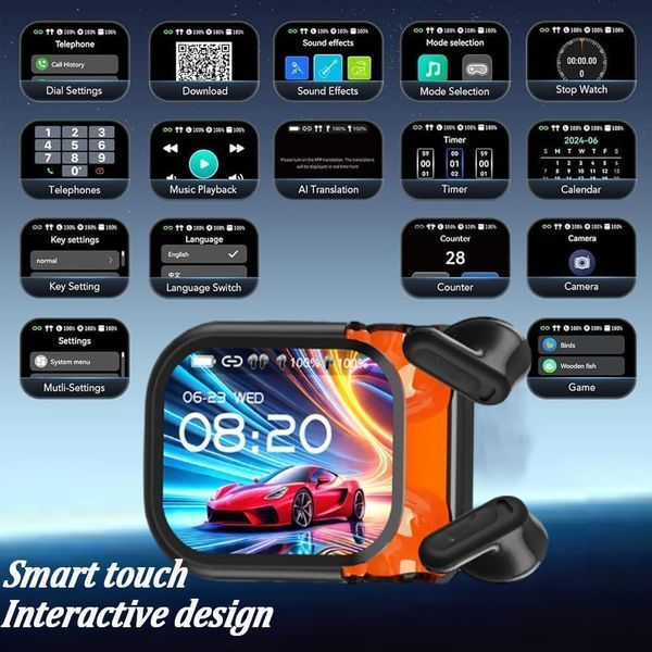 Беспроводные наушники Ne20 Bluetooth 6.0 с AI-переводчиком и LCD дисплеем M3271 фото
