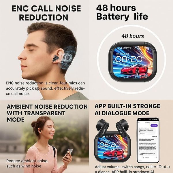 Беспроводные наушники Ne20 Bluetooth 6.0 с AI-переводчиком и LCD дисплеем M3271 фото