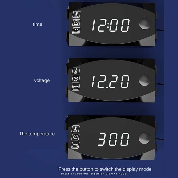 Цифровой счетчик для мотоцикла, авто с функцией вольтметра/термометра/часов 12 В 1455 фото