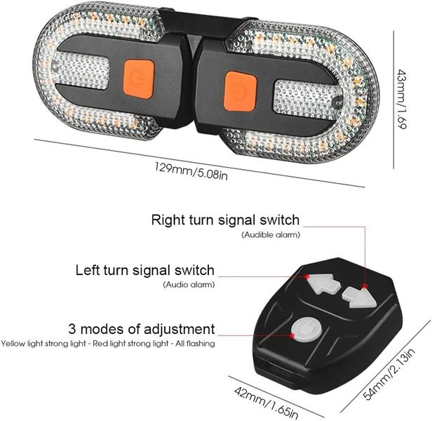 Перезаряджувані задні ліхтарі для велосипеда з покажчиками повороту 5 режимів 1639 фото