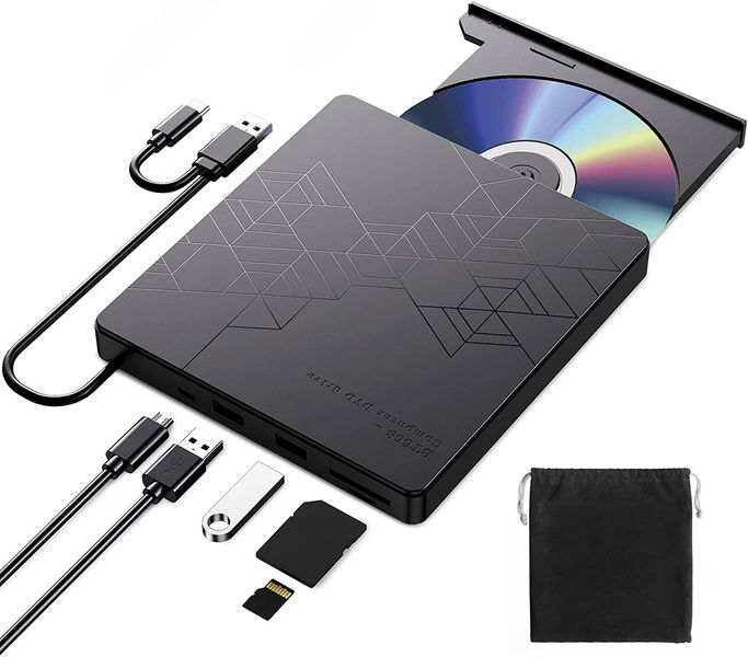 Зовнішній DVD-привід, CD-привід USB 3.0 ORIGBELIE, Type C, CD/DVD ROM +/-RW  1403 фото