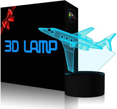 Світлодіодний нічник у вигляді літака YKLWORLD 3D, 7 кольорів, USB живлення 1310 фото