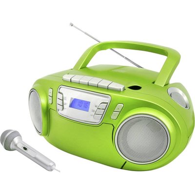 Радио CD-проигрыватель FM, USB, кассета Soundmaster SCD5800GR с караоке-микрофоном, зеленый m019-2 фото
