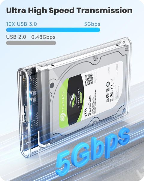 Корпус зовнішнього жорсткого диска POSUGEAR 2,5 дюйма USB 3.0 до SATA III, 7 мм/9,5 мм 1258 фото