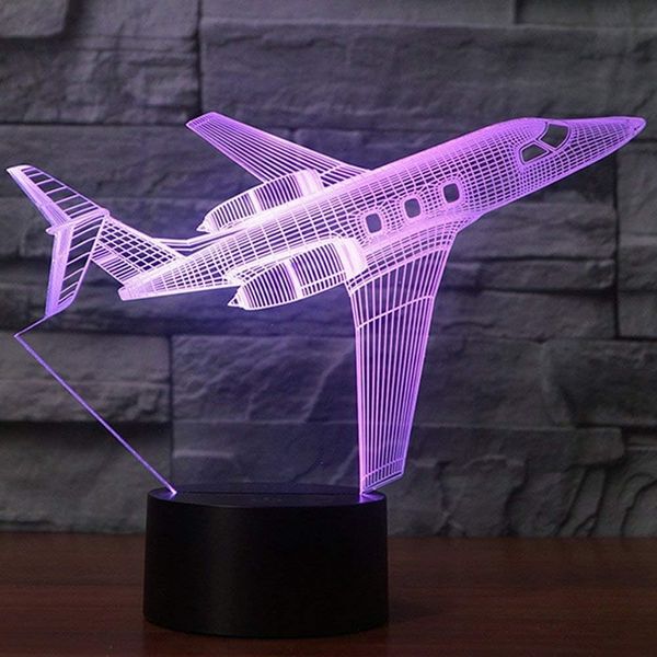Світлодіодний нічник у вигляді літака YKLWORLD 3D, 7 кольорів, USB живлення 1310 фото