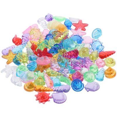 Цветные морские ракушки из акрила 110 шт для наполнения ваз, аквариумов 0872 фото