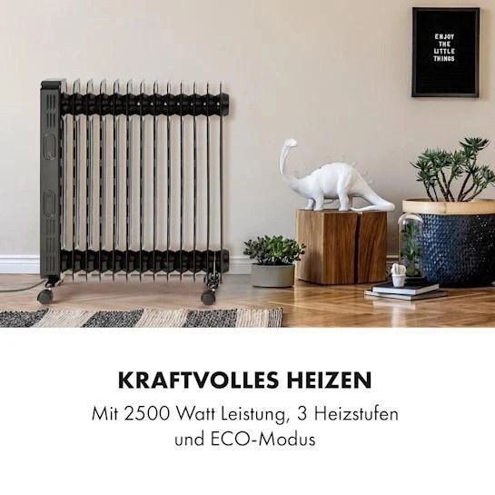 Масляний радіатор Klarstein Thermaxx Heatstream 2500 Вт, чорний (10035109) 10035109 фото
