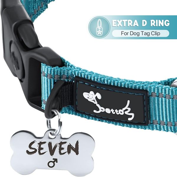 Ошейник для собак 37,5-43 см HAPPY HACHI Martingale светоотражающий, с застежкой безопасности и кольцом ID, синий 0910 фото