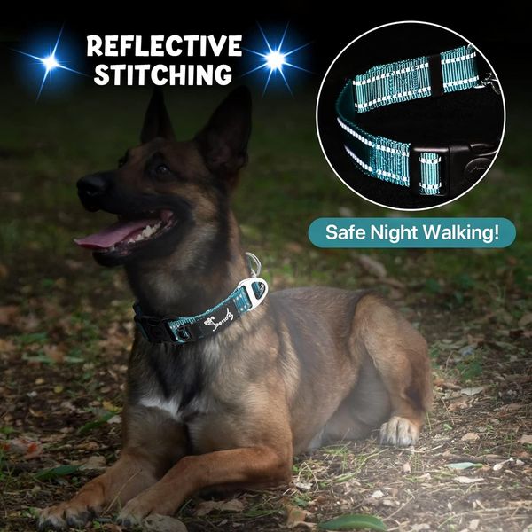 Нашийник для собак 37,5-43 см HAPPY HACHI Martingale світловідбиваючий, із застібкою безпеки та кільцем ID, синій 0910 фото