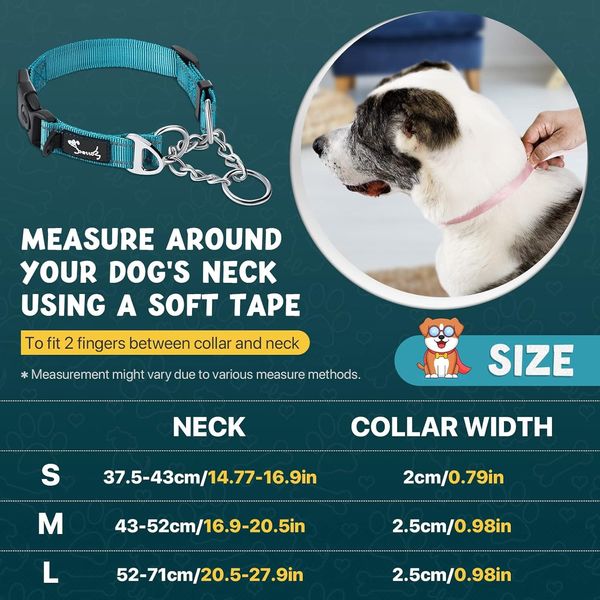 Ошейник для собак 37,5-43 см HAPPY HACHI Martingale светоотражающий, с застежкой безопасности и кольцом ID, синий 0910 фото