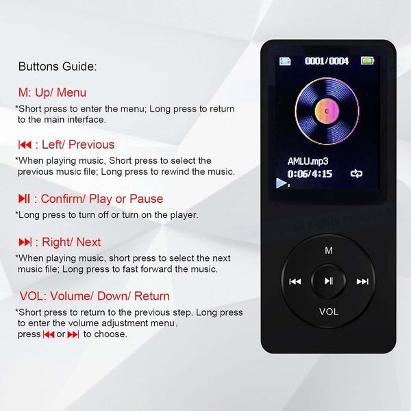 Портативний MP3-плеєр Arungo MP10 з динаміком / SD карта 32 ГБ / навушники T0479 фото