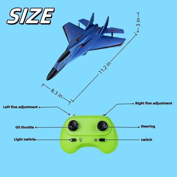 Радиоуправляемый самолет-истребитель ZY-320 Pro на пульте управления с LED-подсветкой Blue T3123 фото