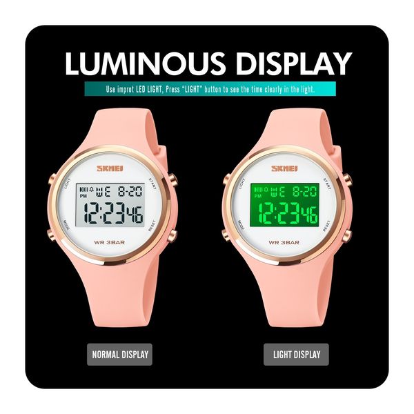 Женские электронные часы SKMEI 1720 светодиодный цифровой дисплей, розовый 1003 фото