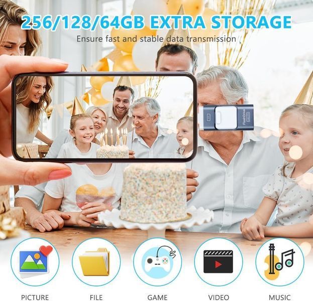 Флеш-накопитель AXFEE 4-в-1 iOS/USB 3.0/Micro USB/Type-C 256 ГБ T1233 фото