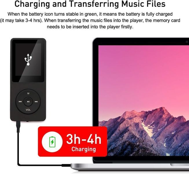 Портативний MP3-плеєр Arungo MP10 з динаміком / SD карта 32 ГБ / навушники T0479 фото