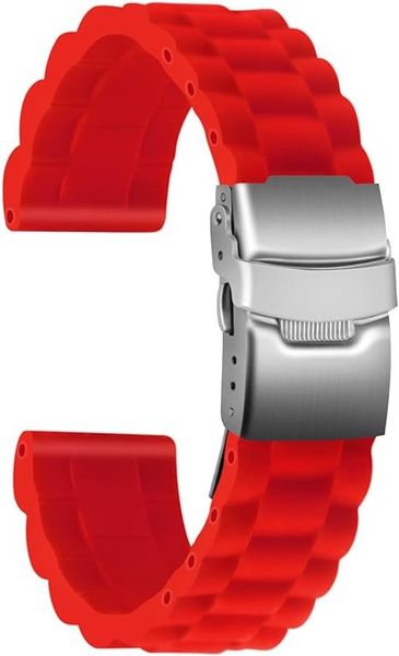 Силіконовий ремінець для годинника 18 мм з пряжкою з нержавіючої сталі, червоний 0953 фото
