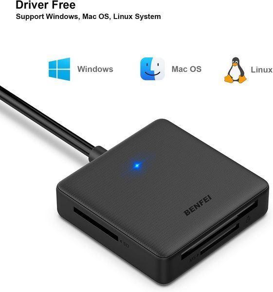 Кардрідер BENFEI 4in1 USB 3.0 та USB-C на SD/Micro SD/MS CF T1174 фото