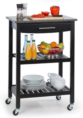 Сервировочный кухонный столик-тележка с ящиком Klarstein Tennessee, черный/графит (10041121) 10041121 фото