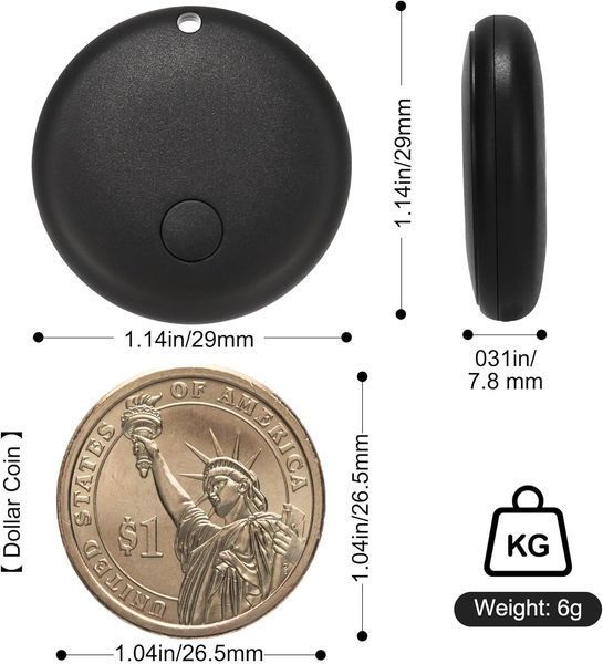 Умный трекер-тег LOSHALL F08 совместимый с Apple Find My (Black) T3325 фото