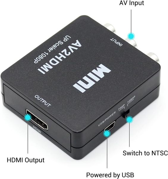 Конмпозитный конвертер RCA в HDMI, AV-HDMI 1080P, CVBS AV-HDMI 1480 фото