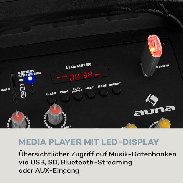 Мобильная акустическая система Auna Moving 80.1 LED PA, USB SD BT AUX (10033255) 10033255 фото