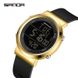 Жіночий електронний годинник SANDA Couple Cool водонепронекний чорний/золотий 1004 фото 2