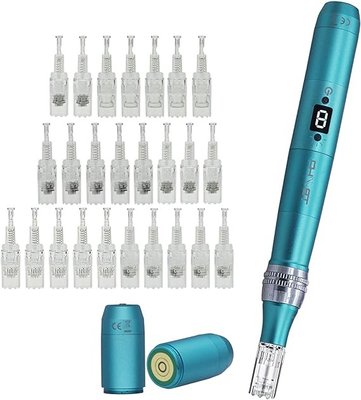 Дермапен TBPHP P20RL Derma косметическая ручка с 25 картриджами и 3 батареями, голубой 0108 фото
