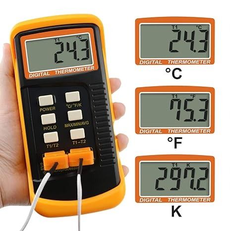 Цифровий 2-канальний термометр K-типу з 4 термопарами -50~1300°C Gain Express 0523 фото