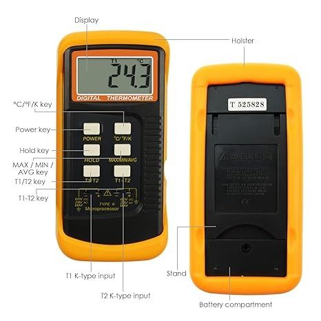 Цифровой 2-канальный термометр K-типа с 4 термопарами -50~1300°C Gain Express 0523 фото