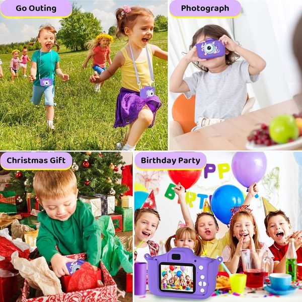 Детская цифровая камера HD с SD-картой на 32 ГБ, 12 Мп, фиолетовая 1163 фото